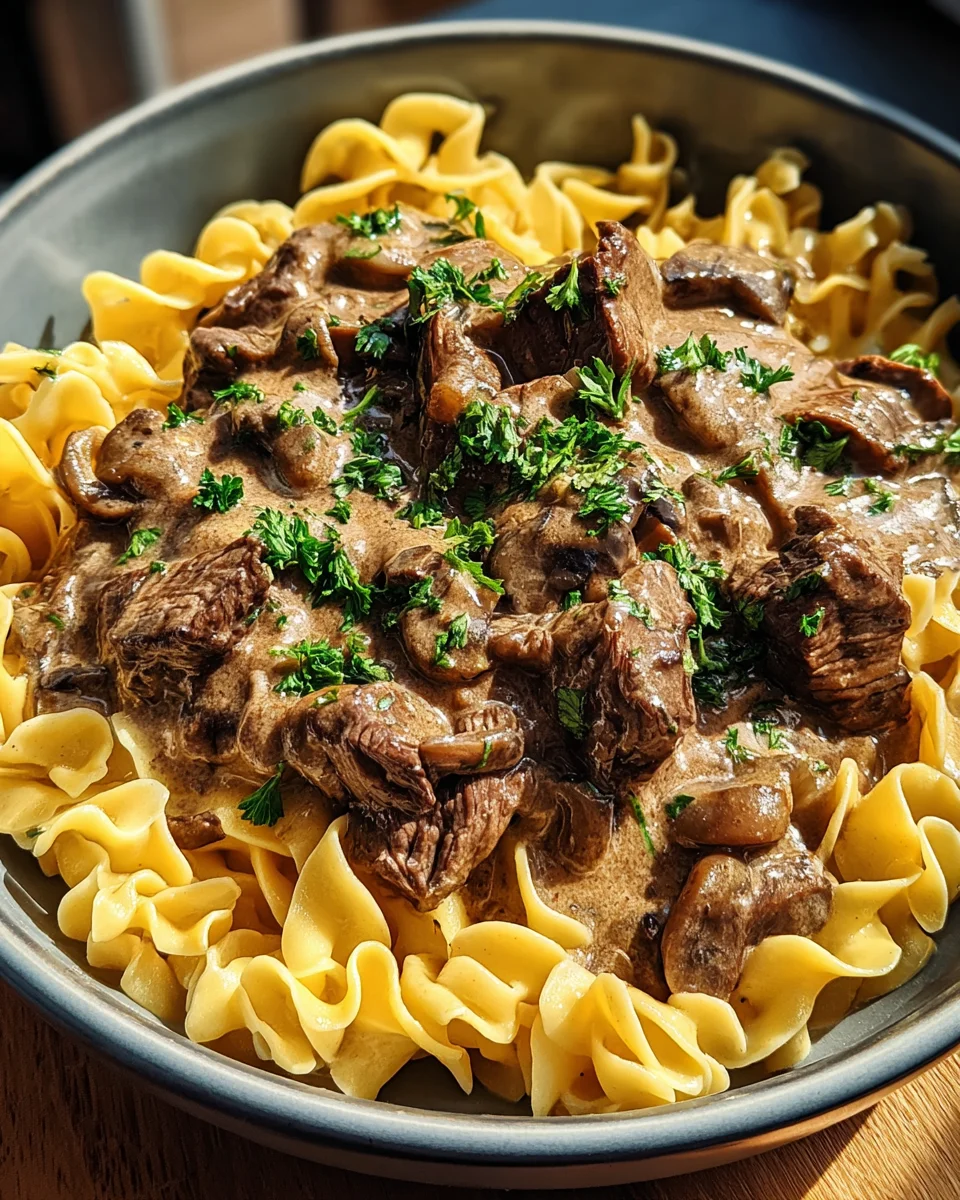 Beef Stroganoff with Egg Noodles