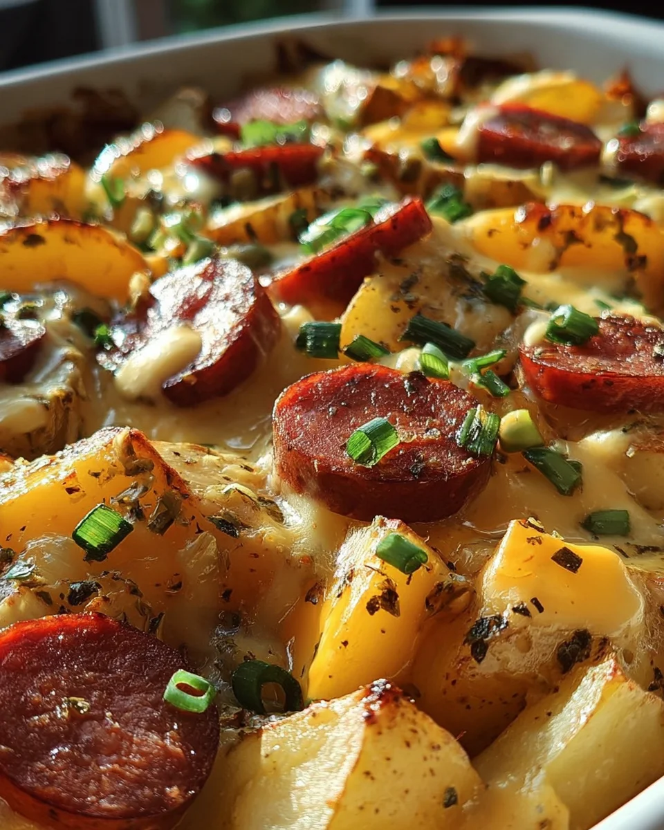 Cheesy Ranch Potatoes and Smoked Sausage