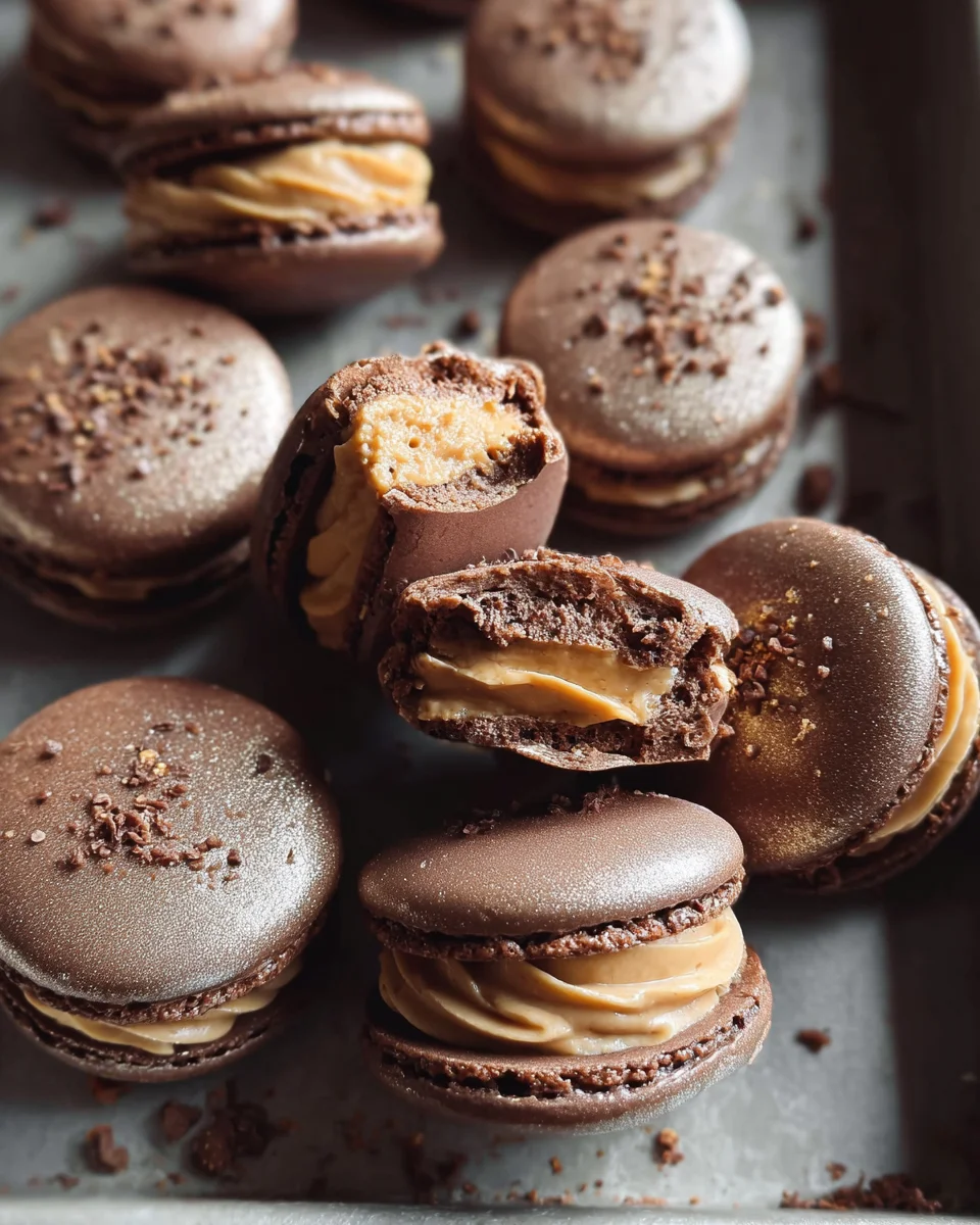 Chocolate Peanut Butter Macarons