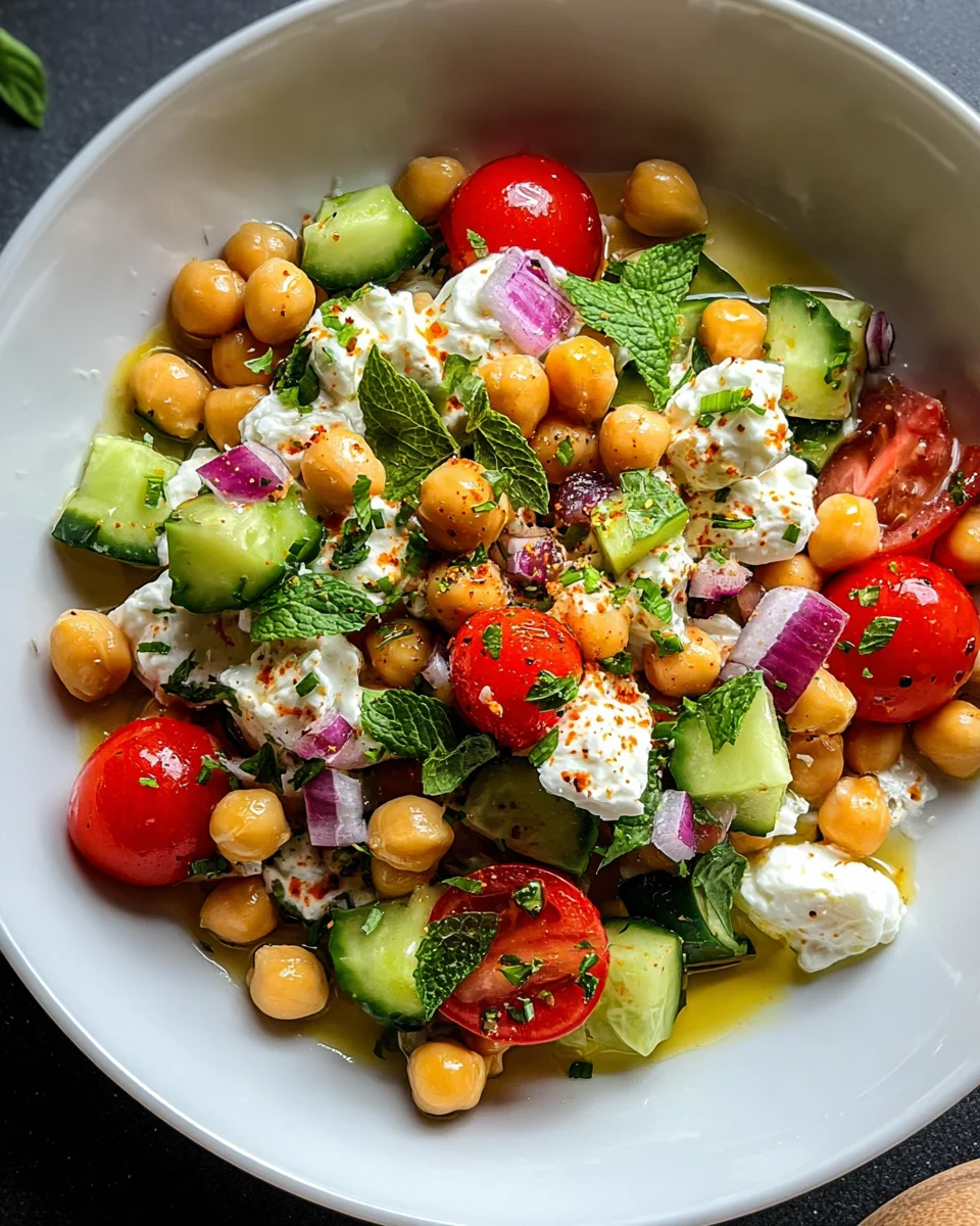 Cottage Cheese and Chickpeas Salad