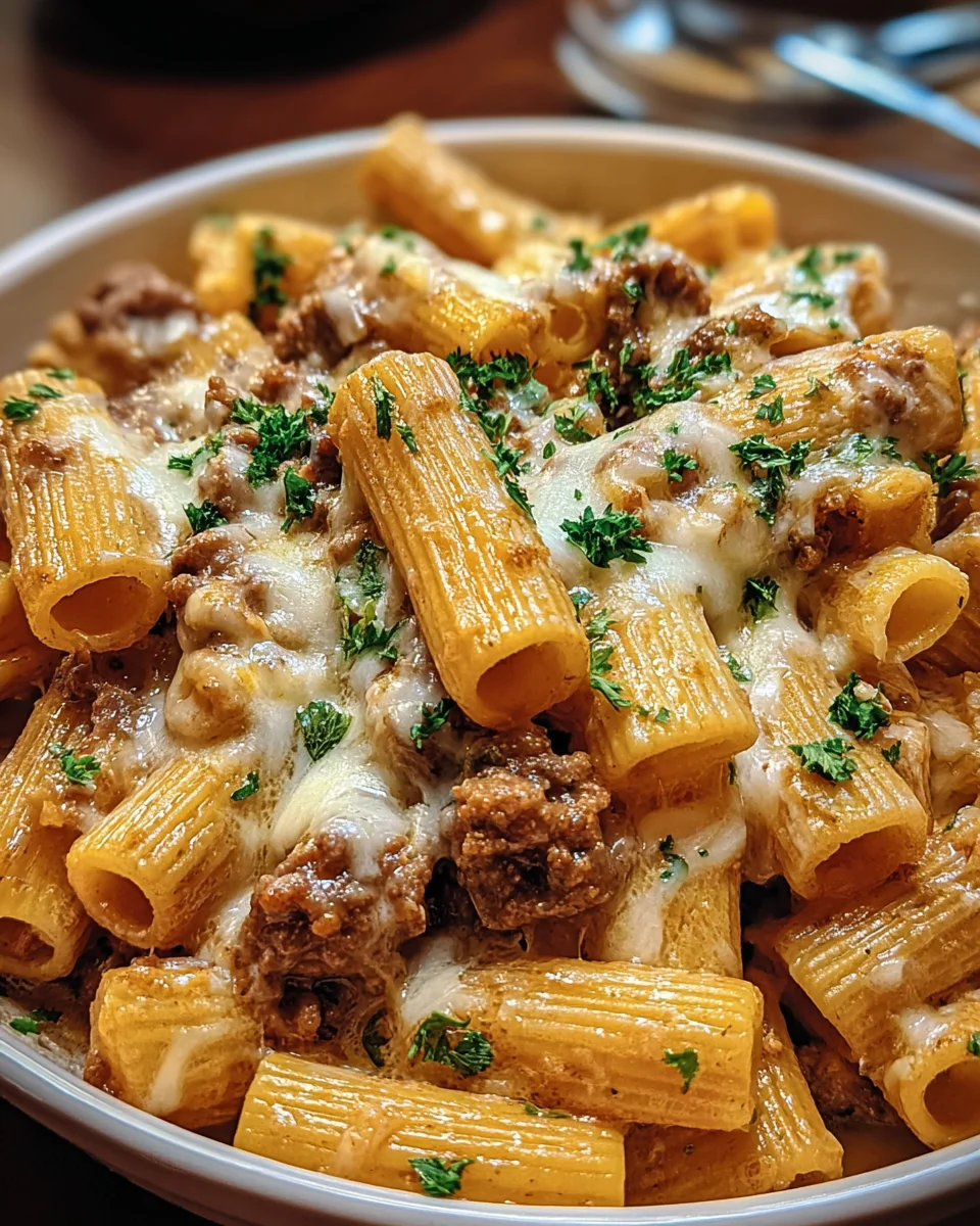Creamy Parmesan Beef Rigatoni