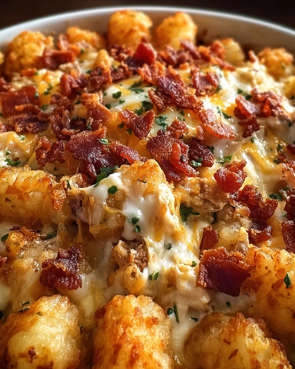 Easy Chicken Bacon Ranch Tater Tot Casserole