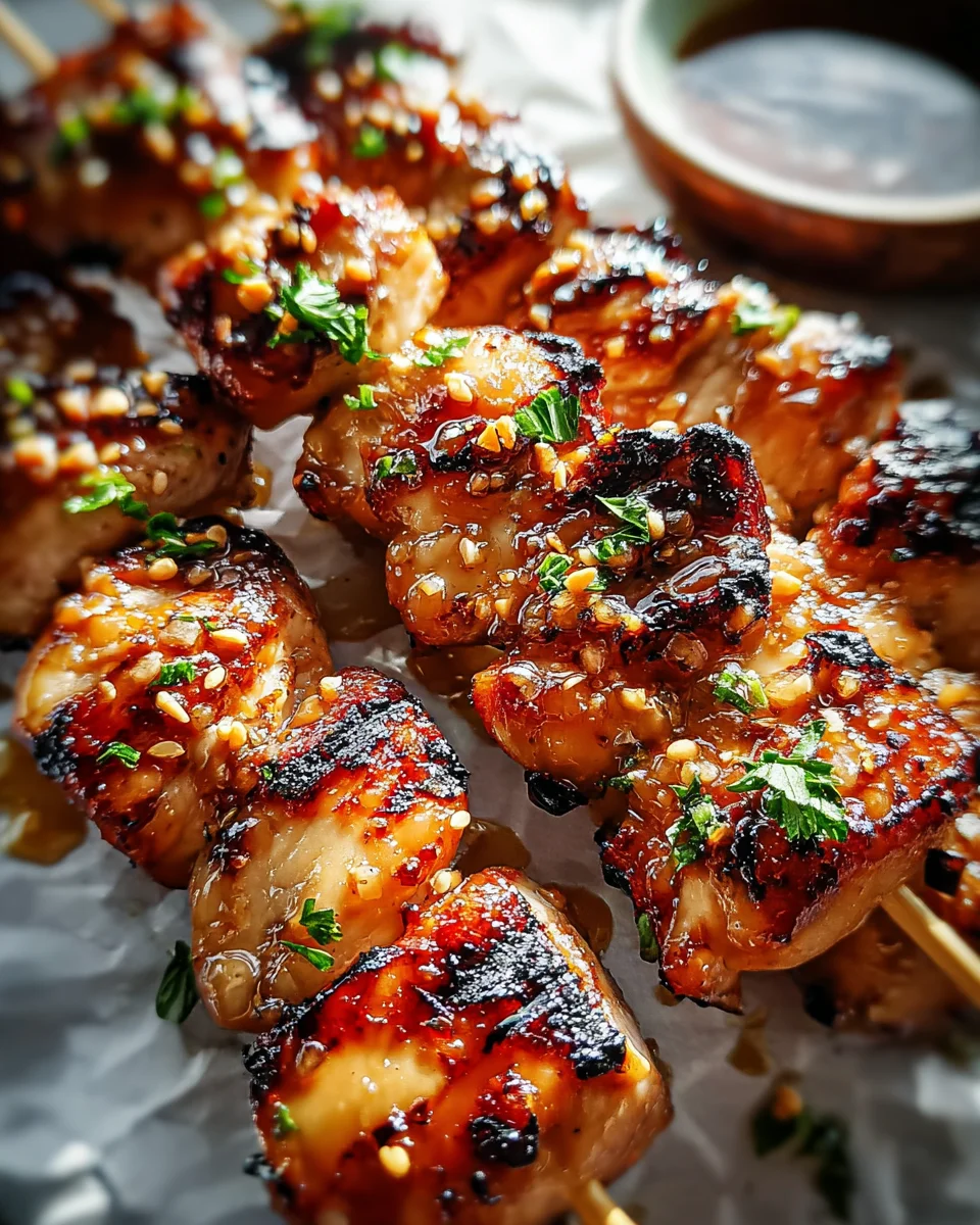 Easy Grilled Asian Chicken Skewers with Honey Garlic Sauce