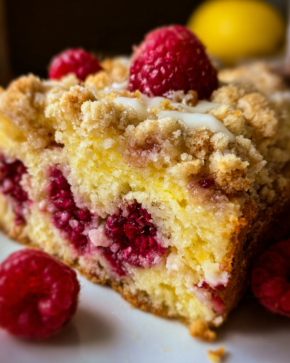 Easy Lemon Raspberry Cake with Crumb Topping