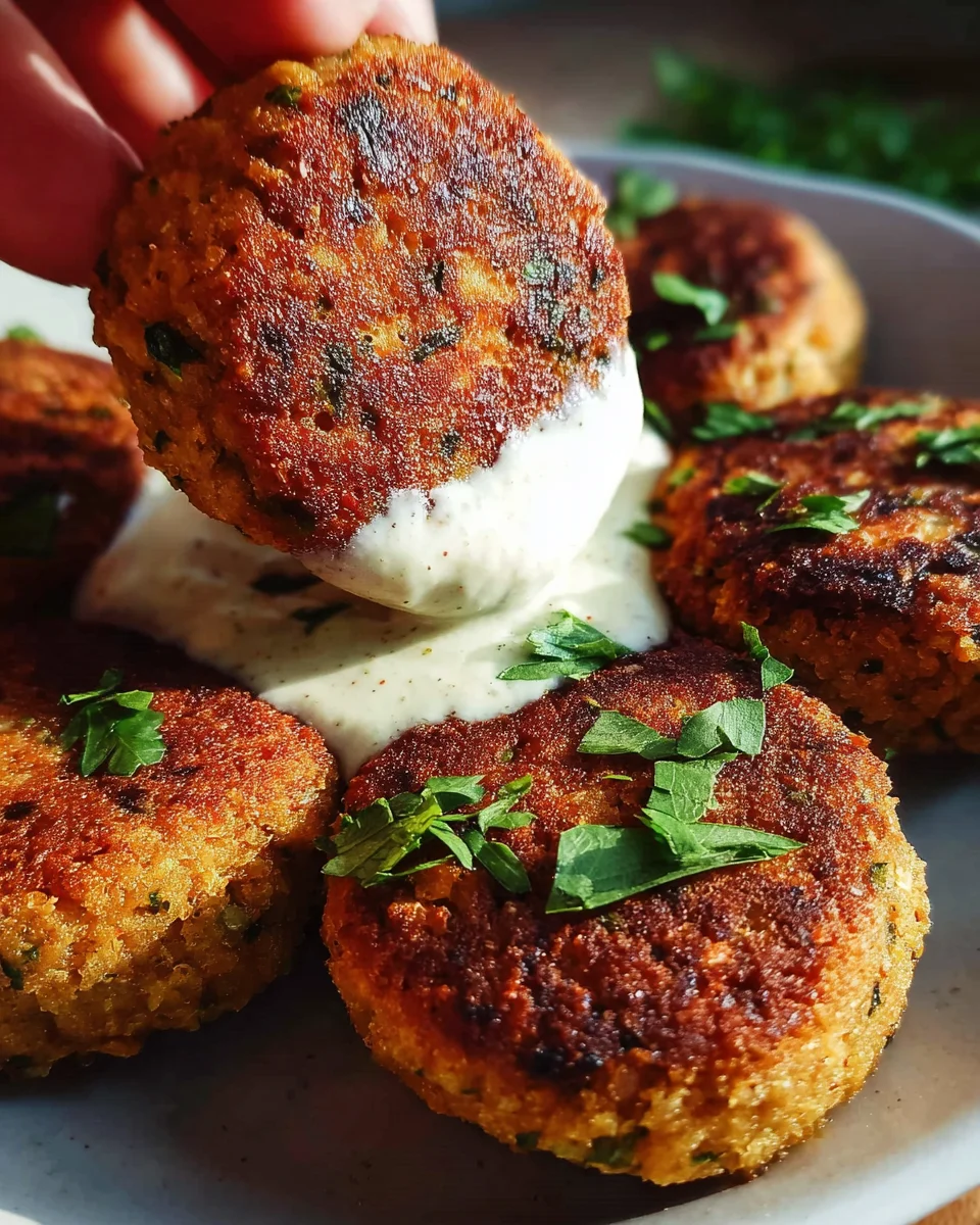 Easy Lentil Patties (with Lemon Tahini Dip)