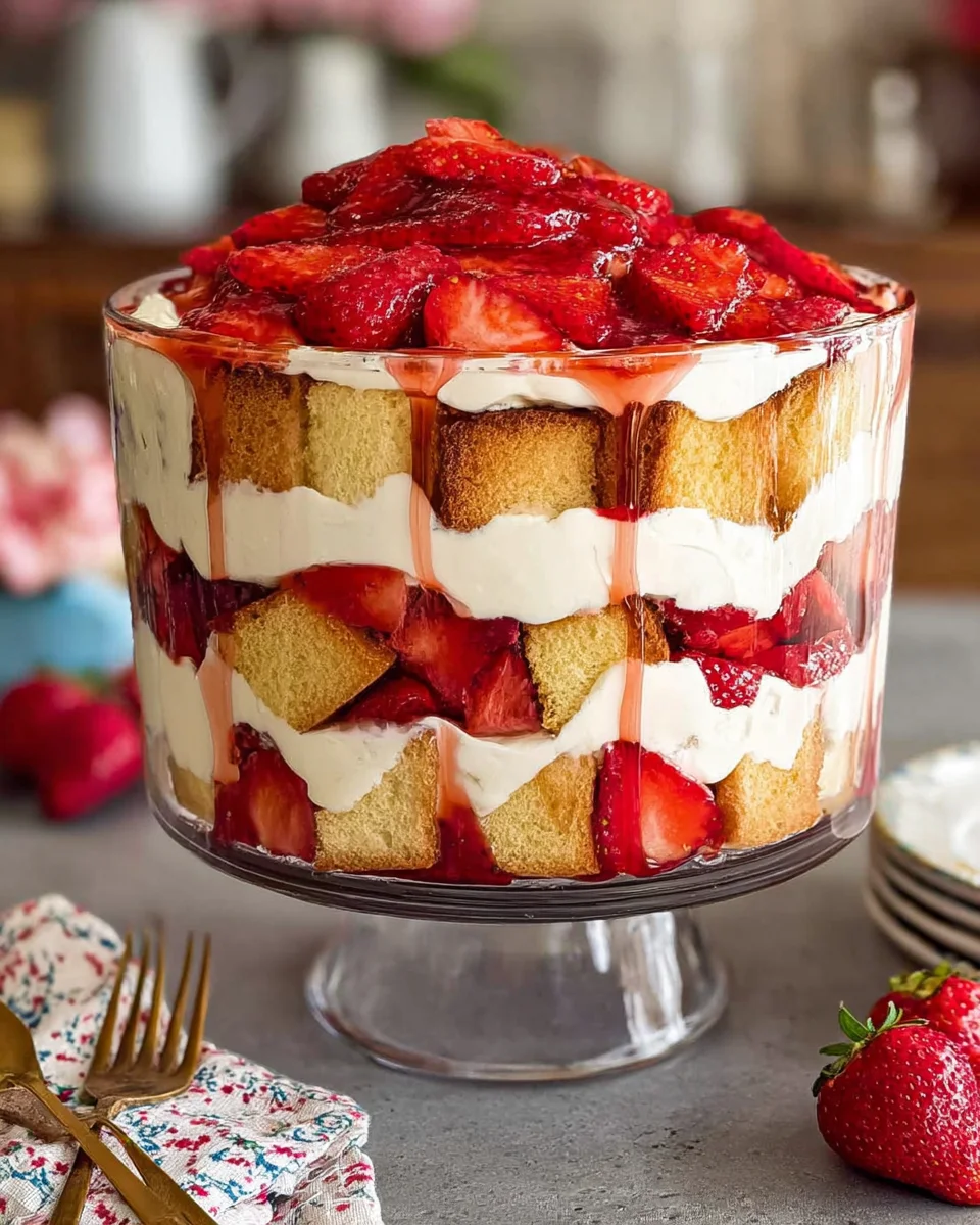 Easy Strawberry Trifle with Pound Cake