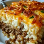 French Onion Ground Beef and Rice Casserole