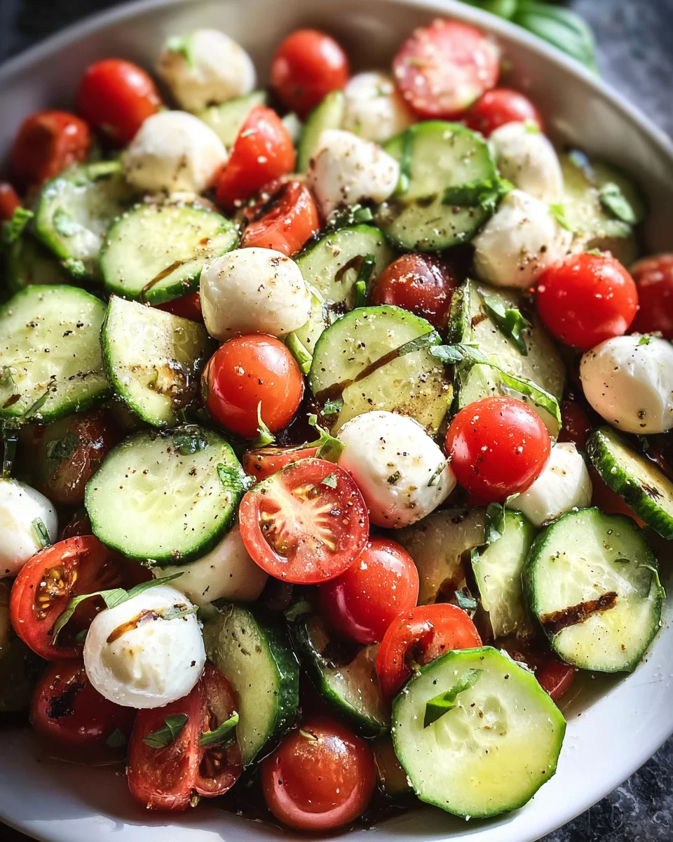 Fresh Cucumber Caprese Salad