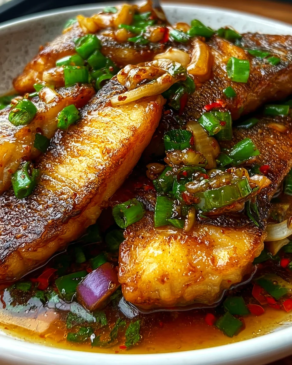 Ginger Onion Fried Sea Bass