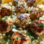 Greek Chicken Meatballs with Lemon Orzo