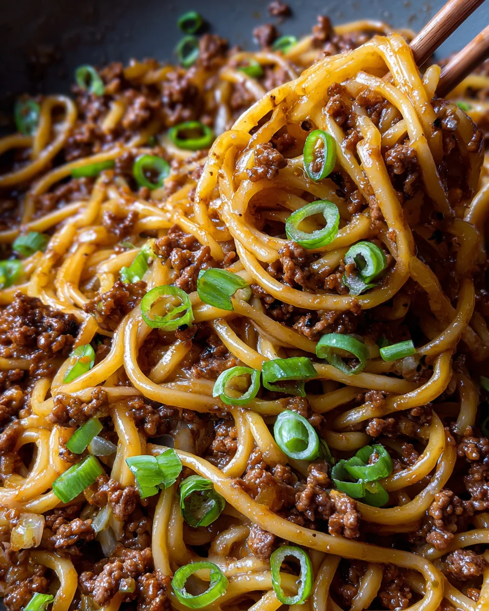 Ground Beef Mongolian Noodles