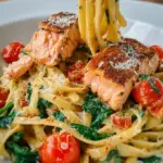 Healthy & Creamy Tuscan Salmon Pasta
