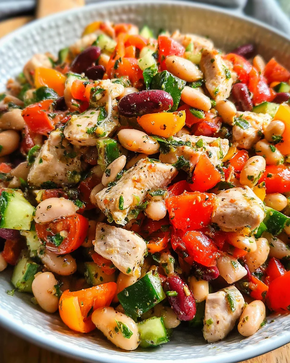 High-Protein Dense Bean Salad with Chicken