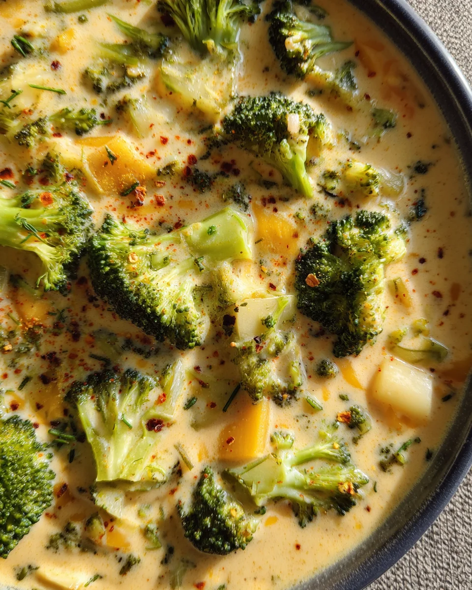 High Protein Broccoli Cheddar Soup