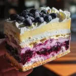Lemon Blueberry Shortbread Mousse Cake