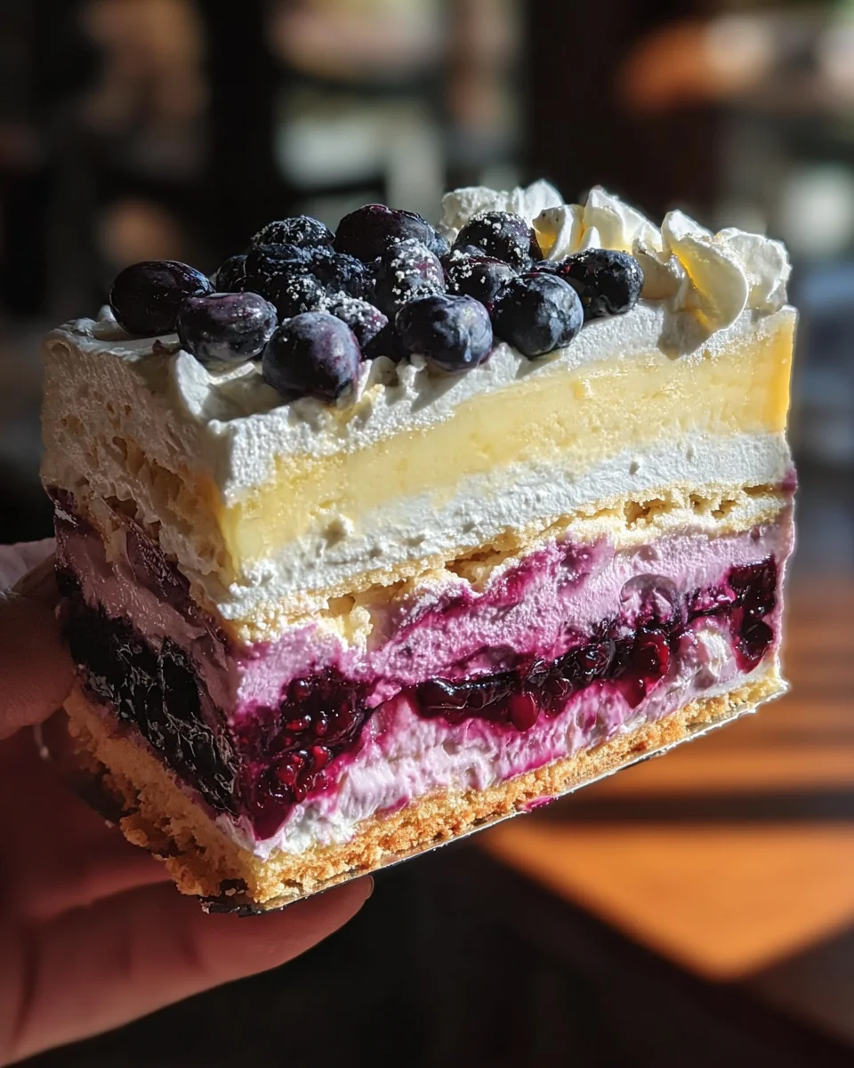 Lemon Blueberry Shortbread Mousse Cake