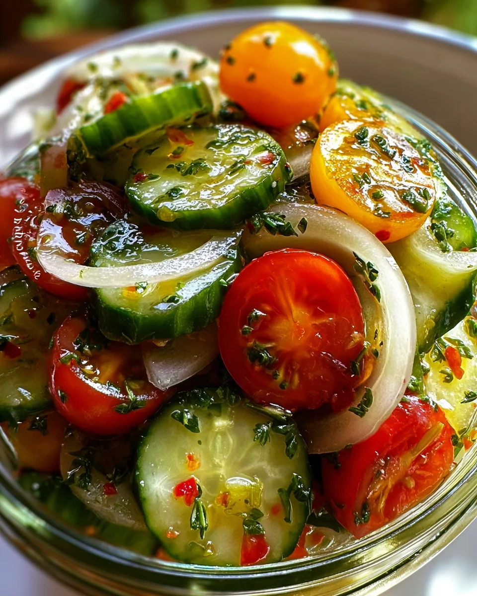 Marinated Cucumbers, Onions, and Tomatoes