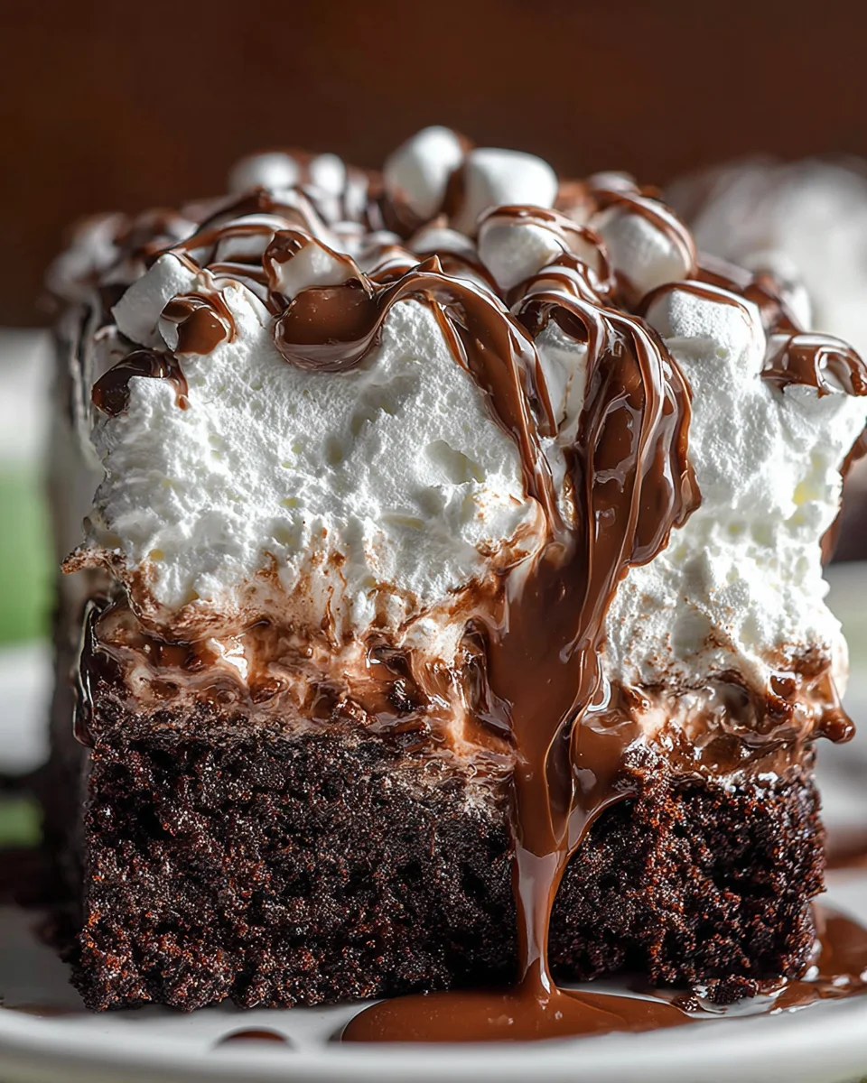 Marshmallow Chocolate Poke Cake