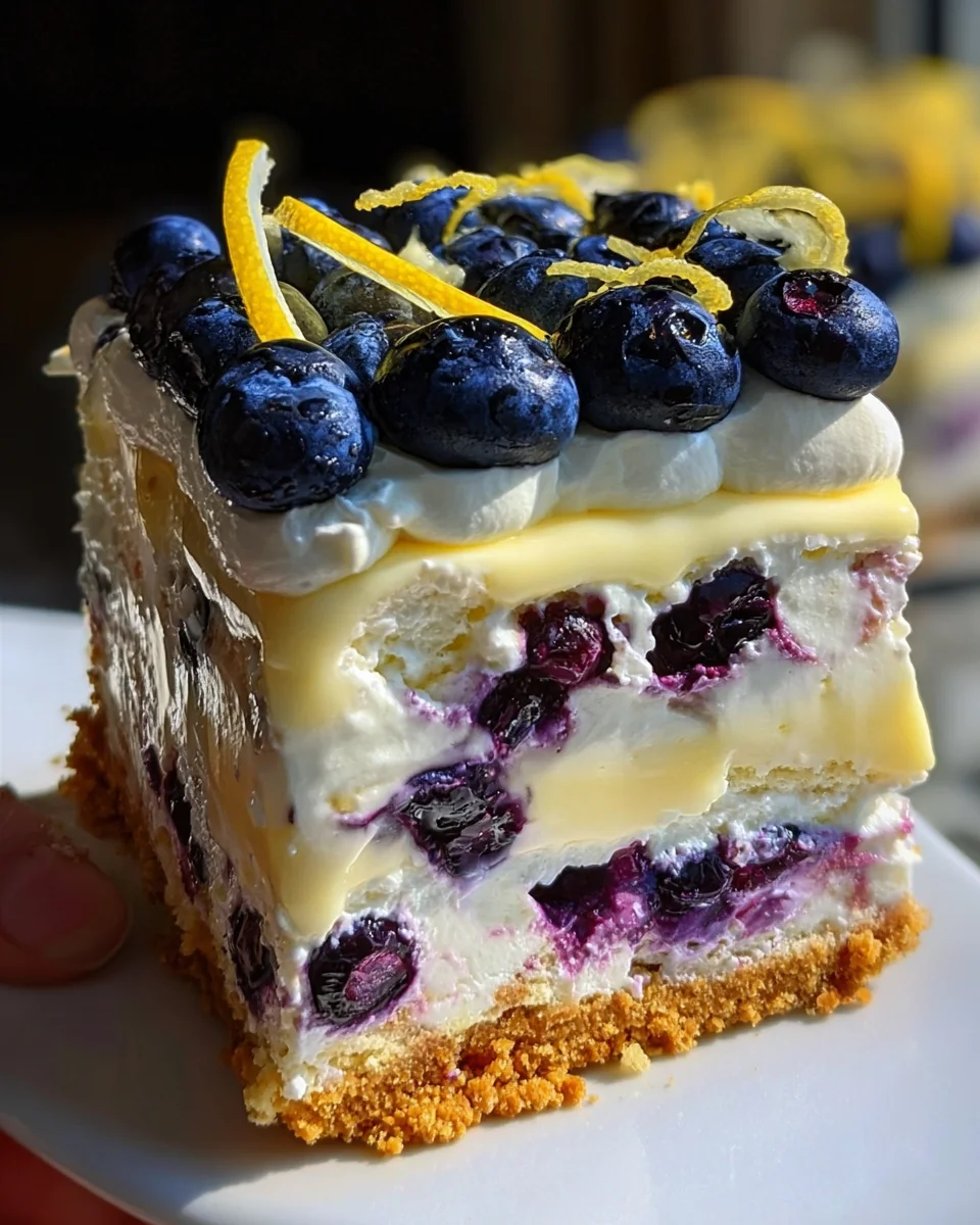No-Bake Lemon dazzling Blueberry cream Cake