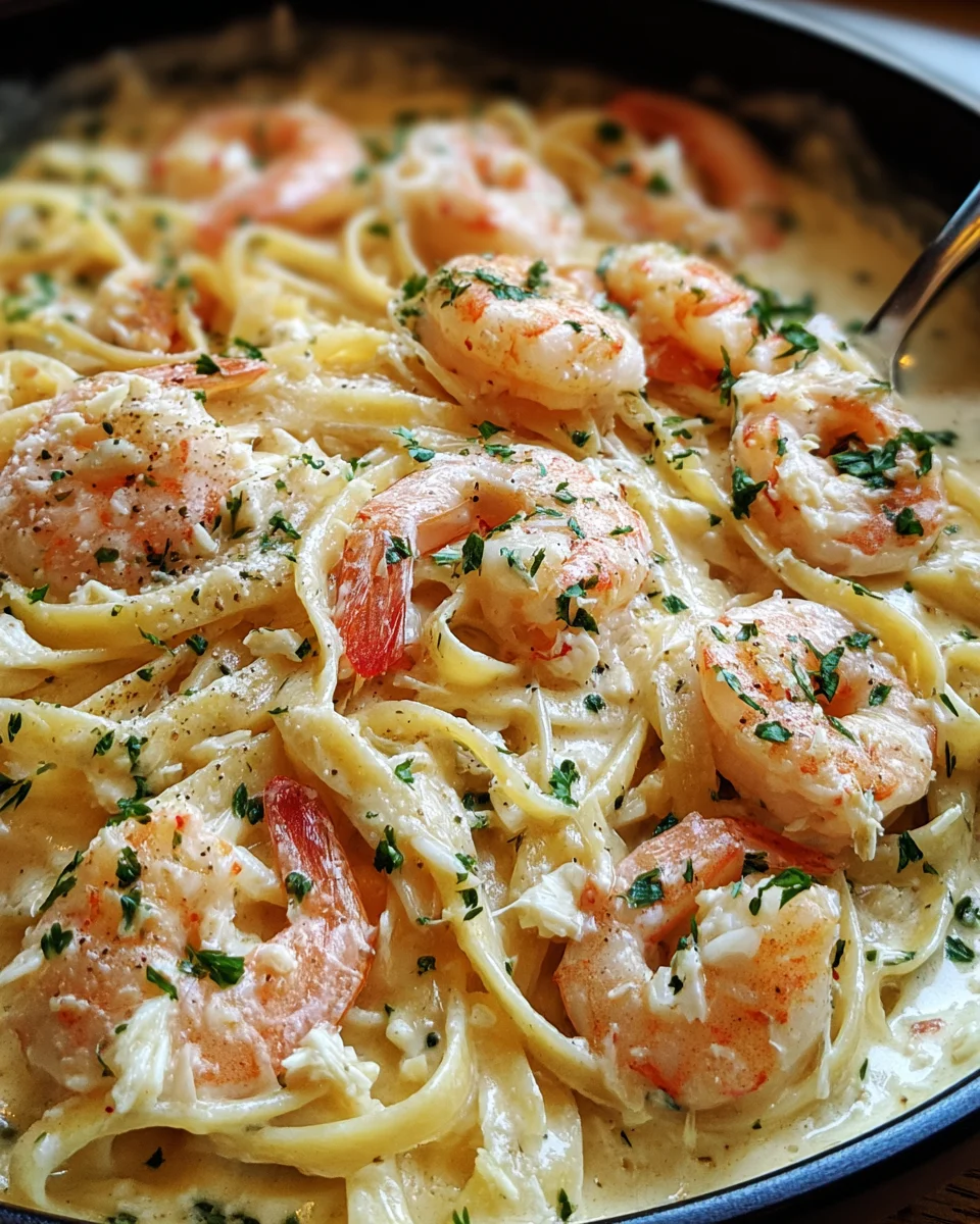One Pot Shrimp and Crab Alfredo