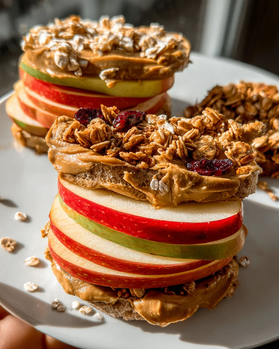 Peanut Butter Apple Sandwiches with Granola