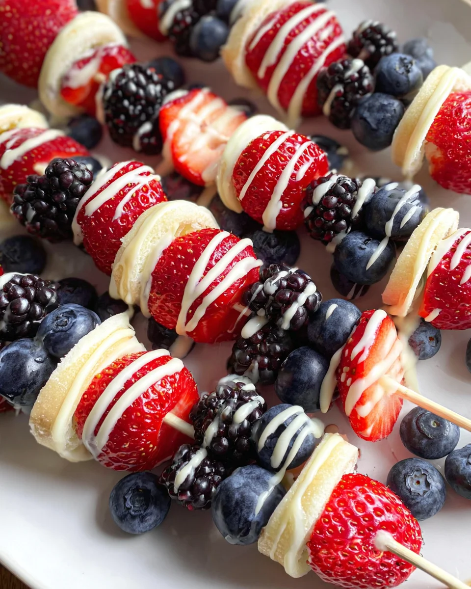 Red, White and Blue Fruit Kabobs