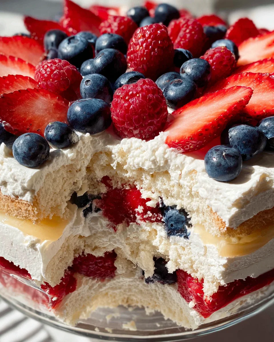 Red, White and Blue Strawberry Shortcake Trifle