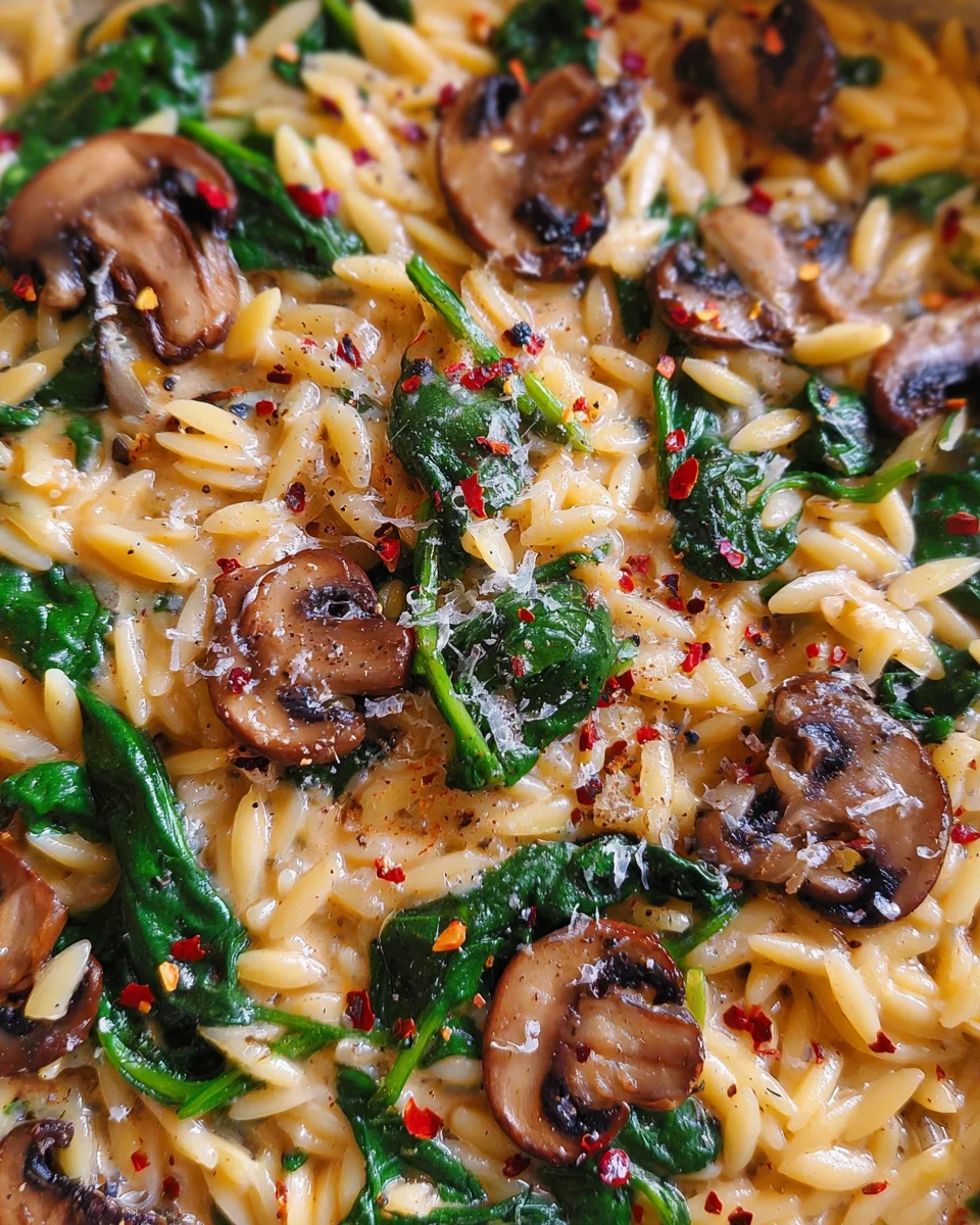 Spinach Mushroom Orzo
