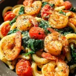 Tomato Spinach Shrimp Pasta