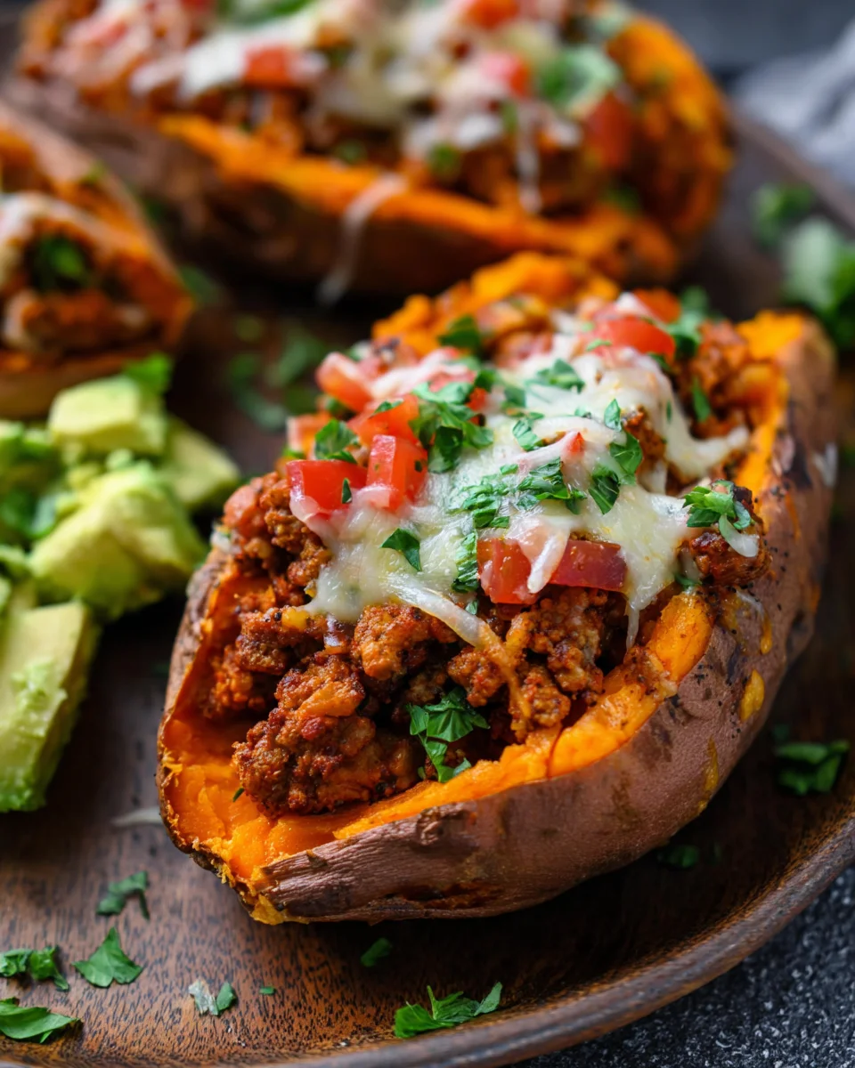 Turkey Taco Stuffed Sweet Potatoes