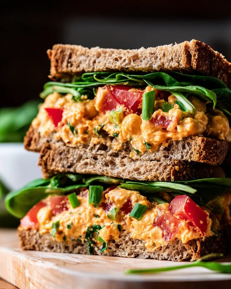 Vegan Buffalo Chickpea Salad Sandwich
