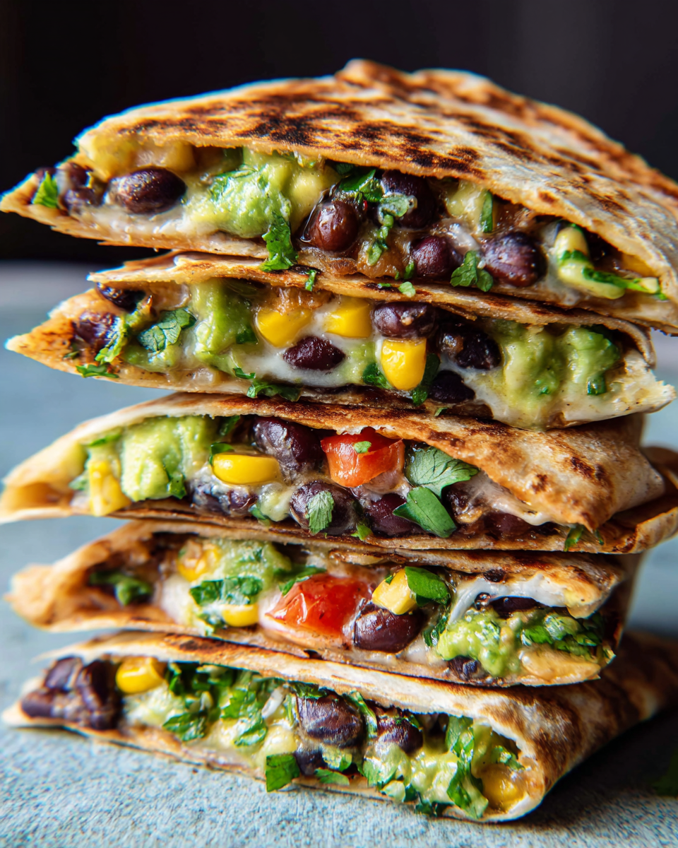 Vegan Quesadillas with Black Beans and Avocado