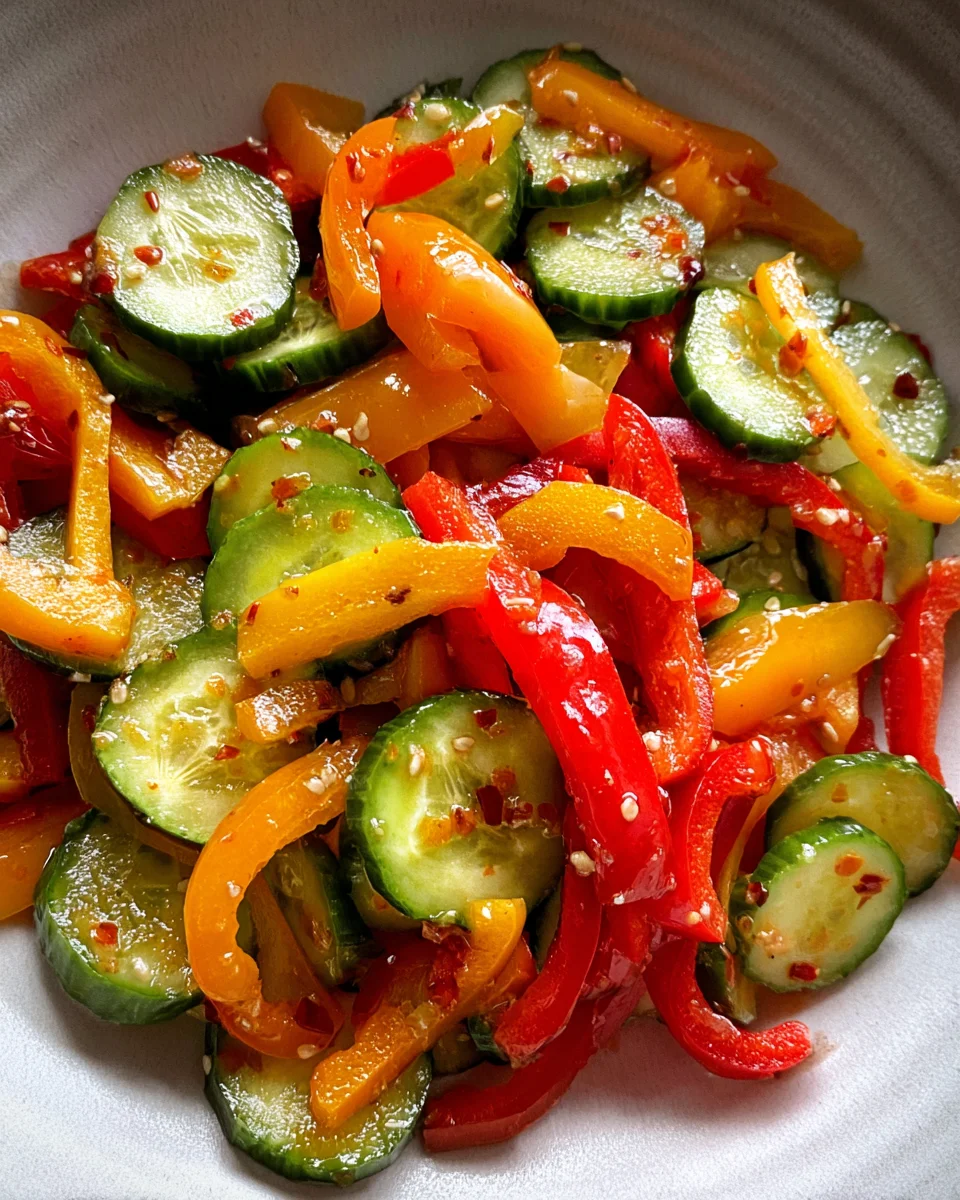 Viral TikTok Cucumber & Bell Pepper Salad