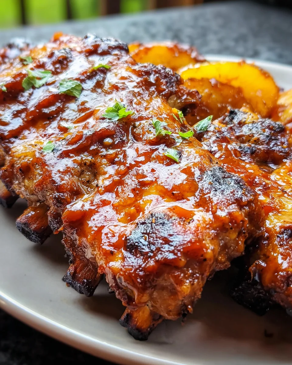 Baby Back Ribs with Balsamic-Peach BBQ Sauce