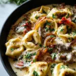 Cheesesteak Tortellini in Creamy Provolone Sauce