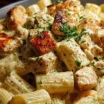 Creamy Garlic Butter Chicken and Rigatoni in Parmesan Sauce
