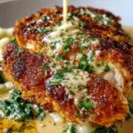 Crispy Parmesan Chicken with a Rich Garlic Sauce