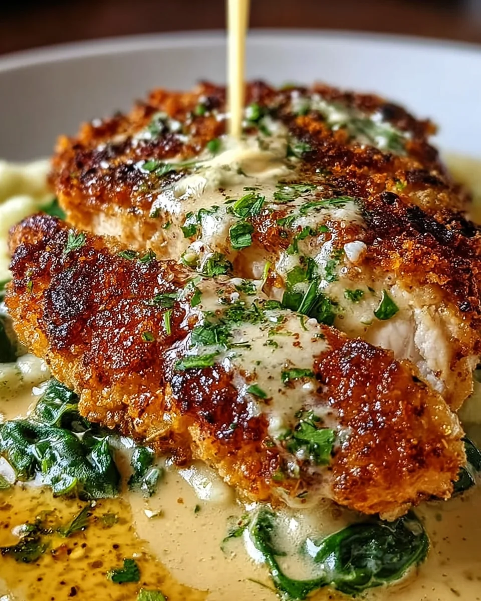 Crispy Parmesan Chicken with a Rich Garlic Sauce