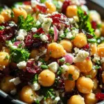 Feta & Cranberry Chickpeas with Lemon Vinaigrette