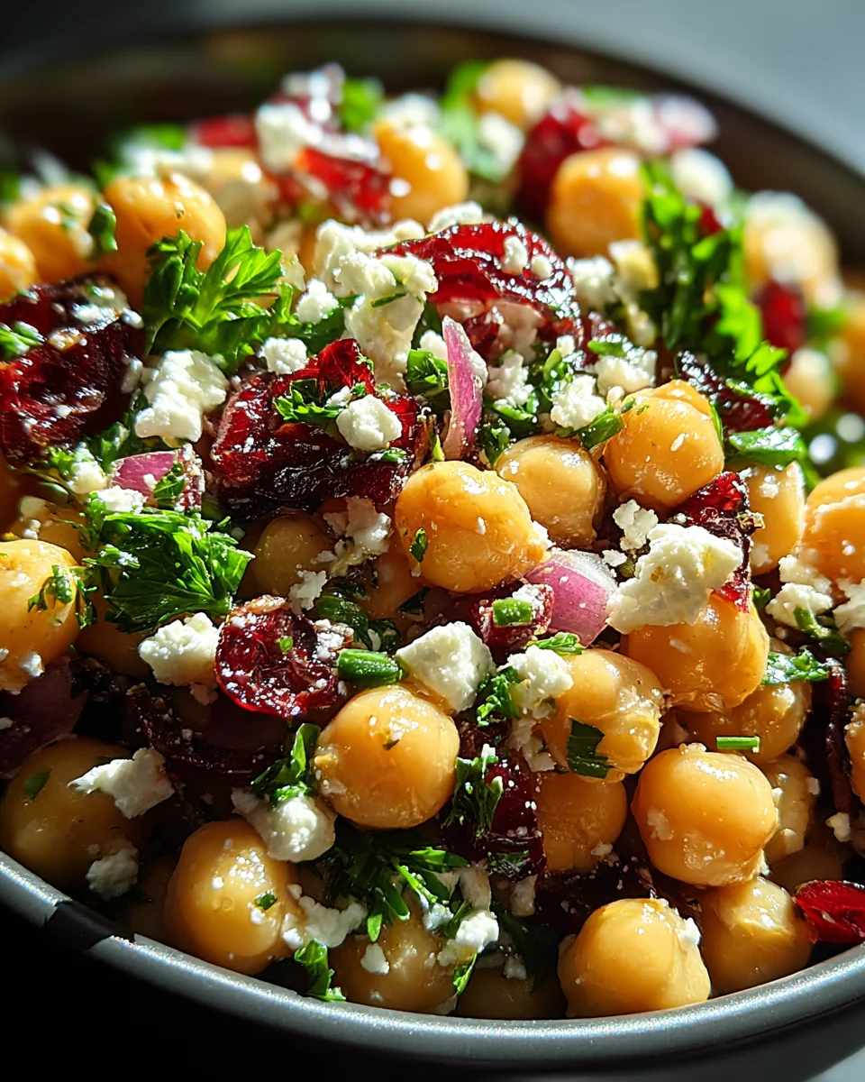 Feta & Cranberry Chickpeas with Lemon Vinaigrette