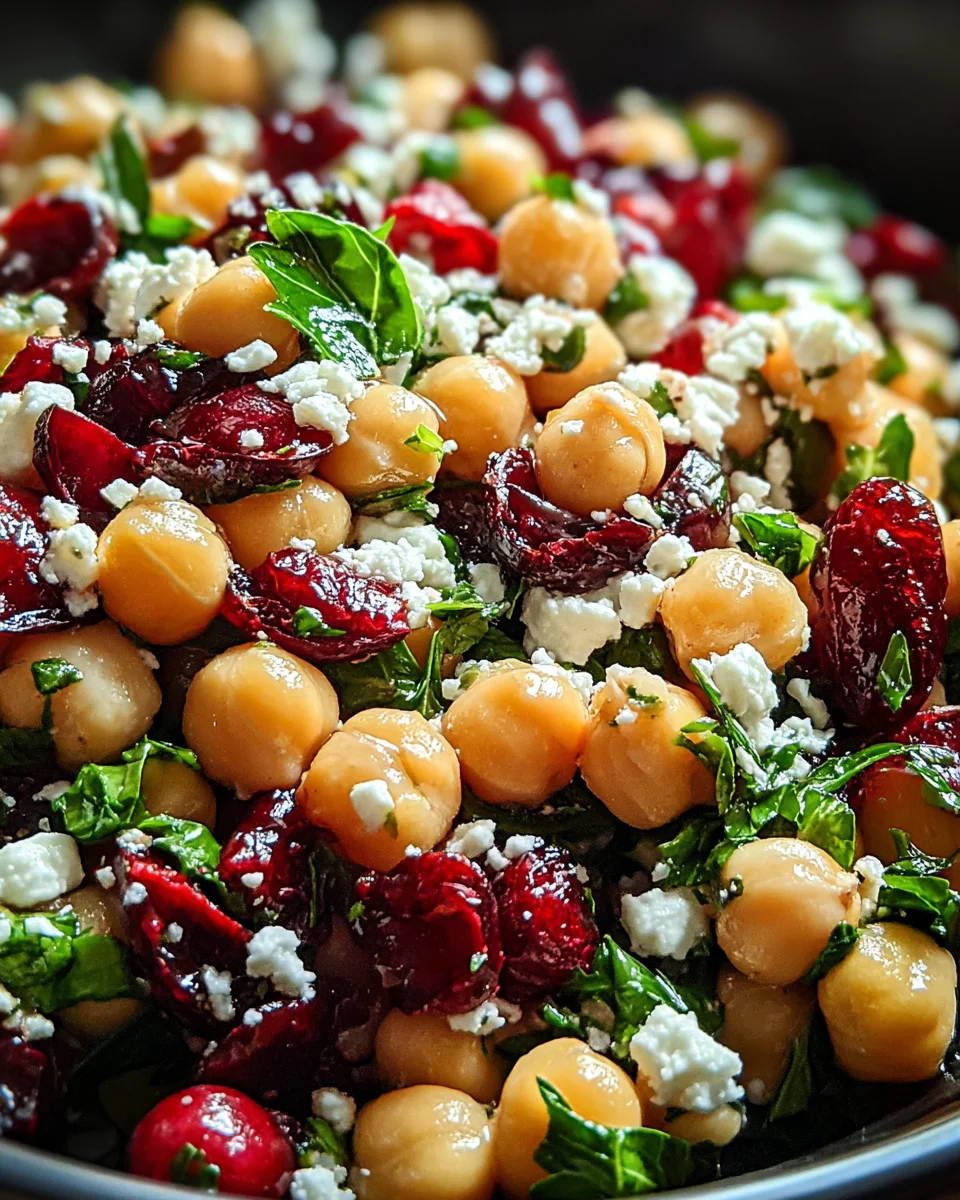Feta & Cranberry Chickpeas with Lemon Vinaigrette