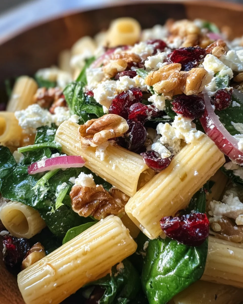 Feta & Cranberry Rigatoni Salad with Lemon Vinaigrette