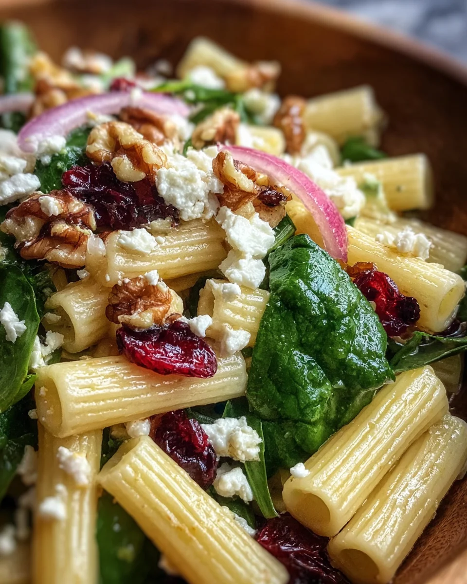 Feta & Cranberry Rigatoni Salad with Lemon Vinaigrette