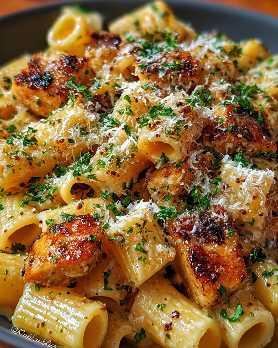 Garlic Butter Chicken with Rigatoni and Parmesan