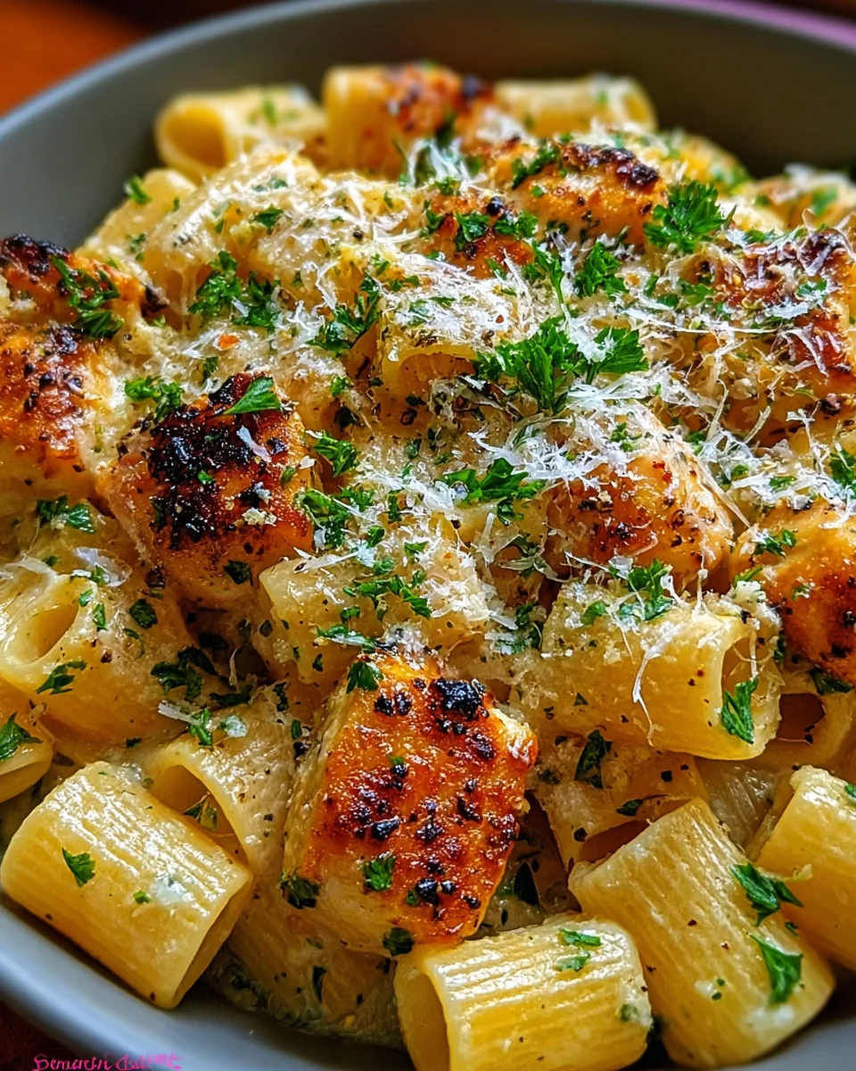 Garlic Butter Chicken with Rigatoni and Parmesan
