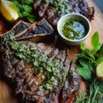 Grilled Flank Steak with Lemon-Herb Sauce