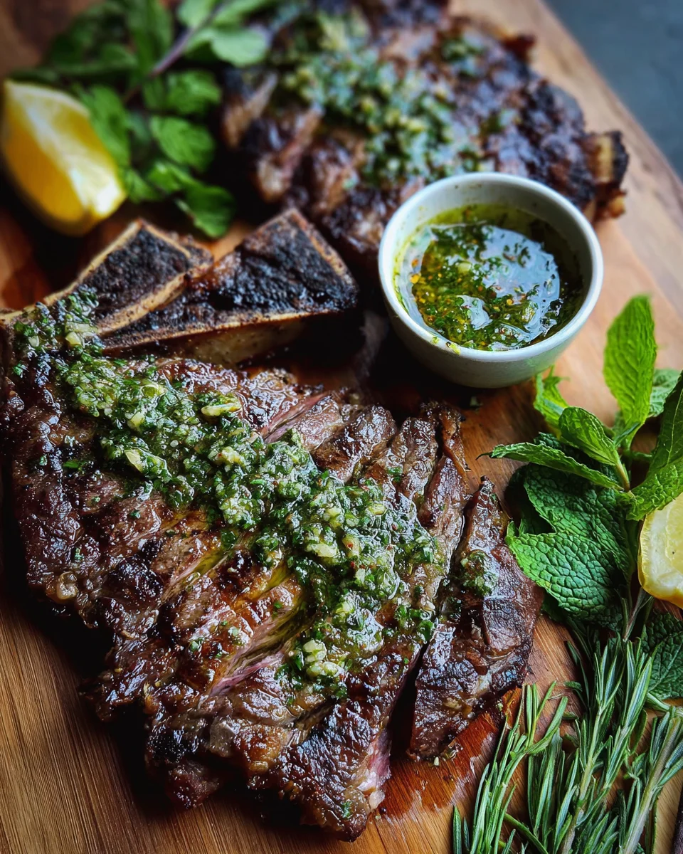Grilled Flank Steak with Lemon-Herb Sauce