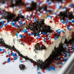No Bake Fireworks Oreo Cheesecake bars