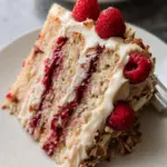 One Bowl Vegan Almond Raspberry Cake with Cream Cheese Frosting