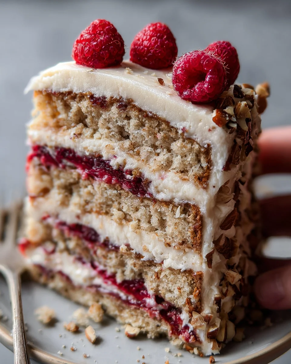 One Bowl Vegan Almond Raspberry Cake with Cream Cheese Frosting